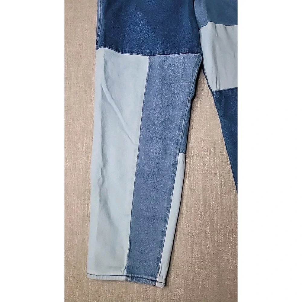 Hollister  Patchwork Jeans Ultra High Rise Ankle Mom Jeans 15 R Multi Blue - Picture 4 of 11